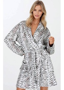 Ciepły szlafrok damski Diana, Kolor szary-wzór, Rozmiar M, Momenti per me ze sklepu Primodo w kategorii Szlafroki damskie - zdjęcie 187761677