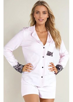 Piżama damska dwuczęściowa koszulowa góra i krótkie spodenki Anya Pink, Kolor jasnoróżowy, Rozmiar S, Momenti per me ze sklepu Intymna w kategorii Piżamy damskie - zdjęcie 187761816