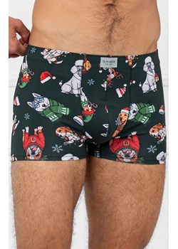 Świąteczne bokserki męskie zielone Husky, Kolor zielony-wzór, Rozmiar S, Italian Fashion ze sklepu Intymna w kategorii Majtki męskie - zdjęcie 187762006