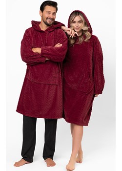 Ciepła kocobluza unisex z kapturem Reno, Kolor bordowy, Rozmiar uniwersalny, Italian Fashion ze sklepu Intymna w kategorii Szlafroki damskie - zdjęcie 187762025