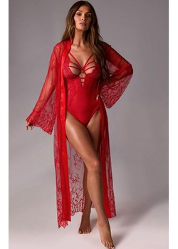 Marilyn długi koronkowy peniuar czerwony Lejla, Kolor czerwony, Rozmiar S/M, Marilyn ze sklepu Intymna w kategorii Szlafroki damskie - zdjęcie 187762098