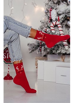 Skarpetki damskie świąteczne Reniferka czerwona 1283.025, Kolor czerwony, Rozmiar 37-41, Milena ze sklepu Intymna w kategorii Skarpetki damskie - zdjęcie 187762109