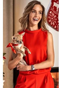 MOE czerwony kombinezon wieczorowy z szerokimi nogawkami M382, Kolor czerwony, Rozmiar S, MOE ze sklepu Intymna w kategorii Kombinezony damskie - zdjęcie 187762115