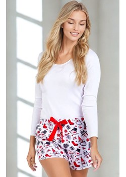 Świąteczna piżama damska bawełniana Joy, Kolor biało-czerwony, Rozmiar S, Momenti per me ze sklepu Intymna w kategorii Piżamy damskie - zdjęcie 187762136