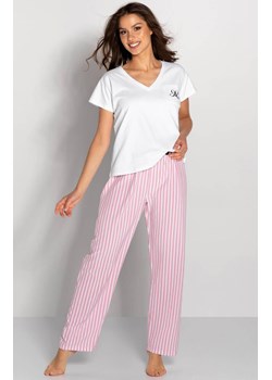 Piżama damska długie spodnie Jennifer, Kolor biało-różowy, Rozmiar S, Momenti per me ze sklepu Intymna w kategorii Piżamy damskie - zdjęcie 187762187