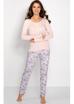 Długa piżama damska Margarita, Kolor różowo-szary, Rozmiar S, Momenti per me ze sklepu Intymna w kategorii Piżamy damskie - zdjęcie 187762206