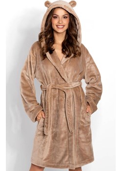 Szlafrok damski z kapturem z uszami Teddy, Kolor beżowy, Rozmiar S, Momenti per me ze sklepu Intymna w kategorii Szlafroki damskie - zdjęcie 187762318