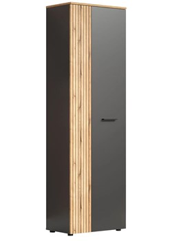 Wąska szafa dwudrzwiowa z półkami grafit + dąb evok T9-N58 ze sklepu Edinos.pl w kategorii Szafy - zdjęcie 187766709