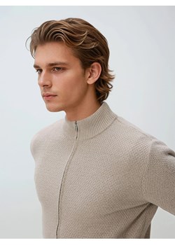 Reserved - Rozpinany sweter ze stójką - beżowy ze sklepu Reserved w kategorii Swetry męskie - zdjęcie 187766856