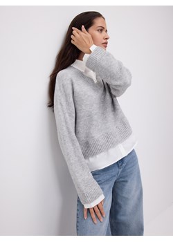 Reserved - Sweter z koszulową wstawką - jasnoszary ze sklepu Reserved w kategorii Swetry damskie - zdjęcie 187766859