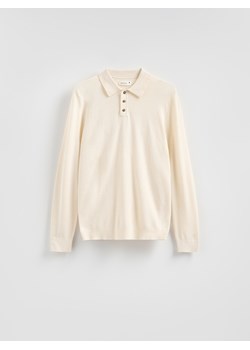 Reserved - Sweter polo z bawełną - beżowy ze sklepu Reserved w kategorii Swetry męskie - zdjęcie 187766965