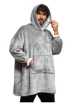 InnovaGoods Polarowy koc z kapturem w kolorze szarym - 160 x 120 x 80 cm ze sklepu Limango Polska w kategorii Tekstylia - zdjęcie 187771349