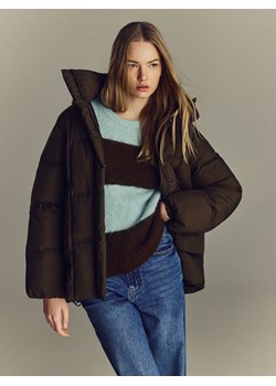 Reserved - Pikowana kurtka z kapturem - ciemnobrązowy ze sklepu Reserved w kategorii Kurtki damskie - zdjęcie 187773165