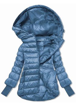 Krótka kurtka damska z dzianinowymi ściągaczami niebieska (P22/P3-6636-30S) ze sklepu goodlookin.pl w kategorii Kurtki damskie - zdjęcie 187774265