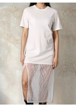 Sinsay - Długa sukienka z koronkowym dołem - kremowy ze sklepu Sinsay w kategorii Sukienki - zdjęcie 187775116