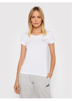 EA7 Emporio Armani T-Shirt 8NTT65 TJDQZ 1100 Biały Slim Fit ze sklepu MODIVO w kategorii Bluzki damskie - zdjęcie 187776015