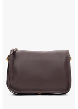 Estro: Ciemnobrązowa skórzana torebka damska z szerokim paskiem ze sklepu Estro w kategorii Listonoszki - zdjęcie 187776629