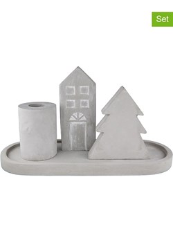 GILDE 4-częściowy zestaw dekoracyjny w kolorze szarym - 24 x 13 x 4 cm ze sklepu Limango Polska w kategorii Dekoracje - zdjęcie 187777245