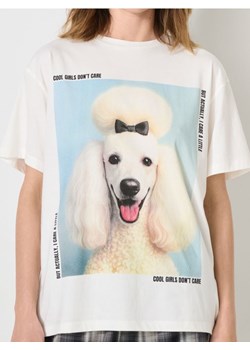 Sinsay - Bawełniana koszulka z nadrukiem - kremowy ze sklepu Sinsay w kategorii Bluzki damskie - zdjęcie 187778866