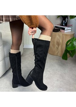 Czarne zamszowe kozaki damskie na obcasie T.Sokolski Z24-141 ze sklepu suzana.pl w kategorii Kozaki damskie - zdjęcie 187783846