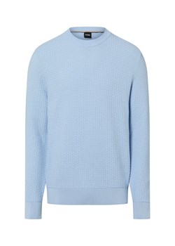 BOSS Sweter - H-Imberto Mężczyźni Bawełna jasnoniebieski wypukły wzór tkaniny ze sklepu vangraaf w kategorii Swetry męskie - zdjęcie 187783885