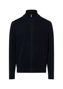 Nils Sundström Męski kardigan Mężczyźni Bawełna granatowy marmurkowy ze sklepu vangraaf w kategorii Swetry męskie - zdjęcie 187783889