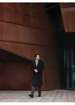 Reserved - Wełniany płaszcz - czarny ze sklepu Reserved w kategorii Płaszcze męskie - zdjęcie 187784226