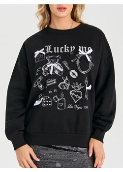 Sinsay - Bluza crewneck z nadrukiem i kokardami - czarny ze sklepu Sinsay w kategorii Bluzy damskie - zdjęcie 187784495