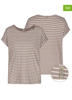 Sublevel Koszulki (2 szt.) w kolorze biało-szarobrązowym ze sklepu Limango Polska w kategorii Bluzki damskie - zdjęcie 187787988