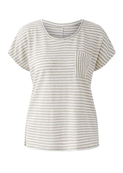 Oui Lniana koszulka w kolorze szarobrązowo-białym ze sklepu Limango Polska w kategorii Bluzki damskie - zdjęcie 187790617