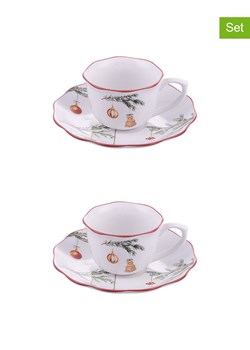 Villa d´Este Filiżanki (2 szt.) w kolorze biało-zielono-czerwonym do kawy - 100 ml ze sklepu Limango Polska w kategorii Dzbanki i zaparzacze - zdjęcie 187791526