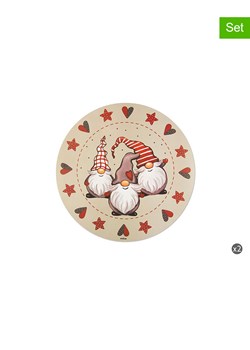 Trendy Kitchen by EXCÉLSA Podkładki stołowe (2 szt.) &quot;Gnome&quot; w kolorze beżowo-czerwonym - Ø 38 cm ze sklepu Limango Polska w kategorii Podkładki na stół - zdjęcie 187792088