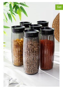 Hermia Pojemniki (6 szt.) w kolorze czarnym - wys. 26 x Ø 10 cm ze sklepu Limango Polska w kategorii Pojemniki kuchenne - zdjęcie 187792165