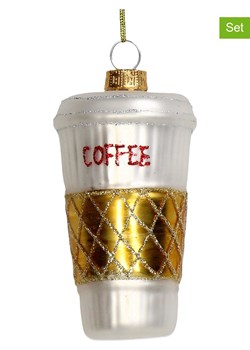 Kersten Bombki (2 szt.) &quot;Coffe To Go&quot; w kolorze biało-złotym - wys. 9,4 cm ze sklepu Limango Polska w kategorii Dekoracje bożonarodzeniowe - zdjęcie 187792705