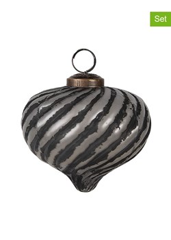 Clayre &amp; Eef Bombki (2 szt.) w kolorze srebrno-czarnym - wys. 9 x Ø 10 cm ze sklepu Limango Polska w kategorii Dekoracje bożonarodzeniowe - zdjęcie 187792879