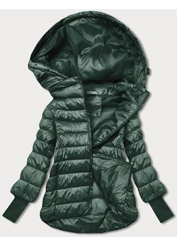 Krótka kurtka damska z dzianinowymi ściągaczami ciemny zielony (P22/P3-6636/P3-6023-33) ze sklepu goodlookin.pl w kategorii Kurtki damskie - zdjęcie 187795709