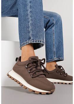 Brązowe Sneakersy na Grubej Tłoczonej Podeszwie Zerda ze sklepu born2be.pl w kategorii Buty sportowe damskie - zdjęcie 187795968