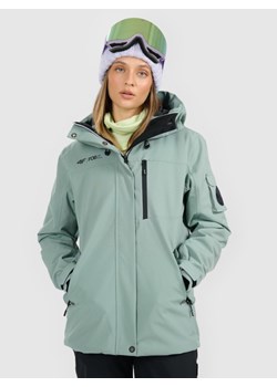 Damska kurtka snowboardowa 4F 4FRAW25TTJAF1050 - zielona ze sklepu Sportstylestory.com w kategorii Kurtki damskie - zdjęcie 187797506