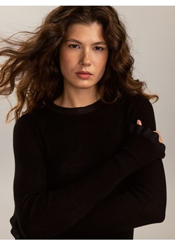 Reserved - Dzianinowa bluzka z jedwabiem - czarny ze sklepu Reserved w kategorii Bluzki damskie - zdjęcie 187797619