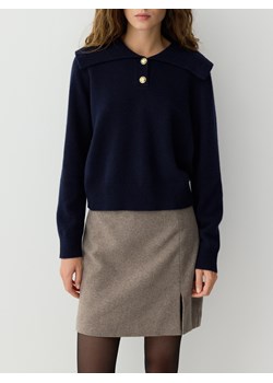 Reserved - Wełniany sweter z dodatkiem kaszmiru - granatowy ze sklepu Reserved w kategorii Swetry damskie - zdjęcie 187797638