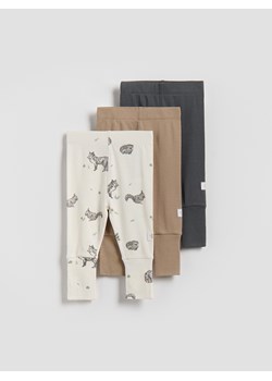Reserved - Bawełniane legginsy 3 pack - ciemnoszary ze sklepu Reserved w kategorii Spodnie i półśpiochy - zdjęcie 187798566