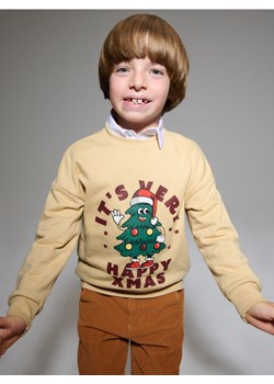Sinsay - Świąteczna bluza z nadrukiem choinki - beżowy ze sklepu Sinsay w kategorii Bluzy chłopięce - zdjęcie 187799785