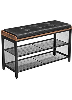 Songmics Ławka w kolorze brązowo-czarnym na buty - 80 x 48 x 30 cm ze sklepu Limango Polska w kategorii Szafy - zdjęcie 187800288