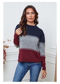 So Cachemire Sweter &quot;Lurcia&quot; w kolorze szaro-bordowo-granatowym ze sklepu Limango Polska w kategorii Swetry damskie - zdjęcie 187800585