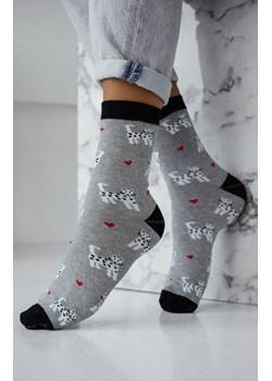 Skarpetki damskie Małe kotki i serduszka 0200.196, Kolor szaro-czarny, Rozmiar 37-41, Milena ze sklepu Primodo w kategorii Skarpetki damskie - zdjęcie 187803517