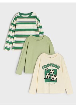 Sinsay - Koszulki z długimi rękawami 3 pack - zielony ze sklepu Sinsay w kategorii T-shirty chłopięce - zdjęcie 187805805