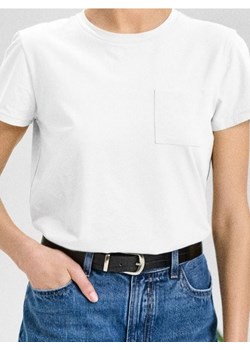 Sinsay - Bawełniana koszulka z kieszonką - biały ze sklepu Sinsay w kategorii Bluzki damskie - zdjęcie 187805809