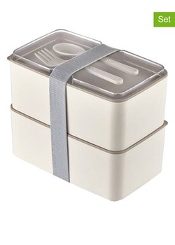 Violeta Home Pojemniki (2 szt.) w kolorze biało-szarym na lunch - 18,5 x 11 x 5 cm ze sklepu Limango Polska w kategorii Pojemniki kuchenne - zdjęcie 187808786