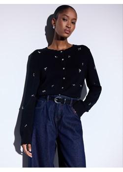 Mohito - Bawełniany czarny kardigan - czarny ze sklepu Mohito w kategorii Swetry damskie - zdjęcie 187817709