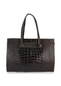 Vittoria Gotti Klasyczne Torebki Skórzane we wzór Aligatora Aktówka A4 Czekolada ze sklepu PaniTorbalska w kategorii Kuferki - zdjęcie 187818868
